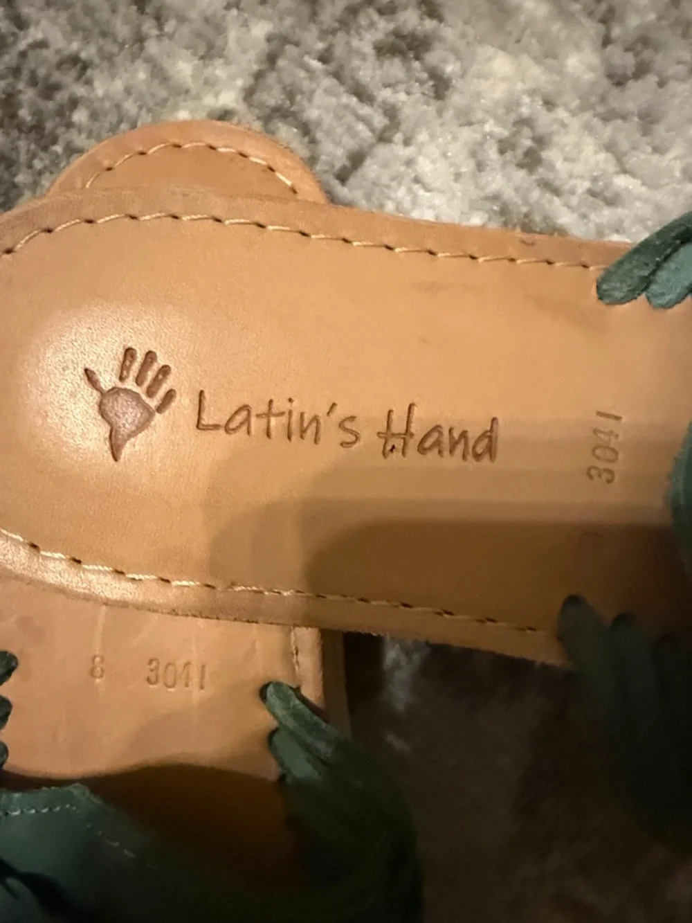 New size 8, turquoise green , leather, woven slides.. - Picture 4 of 7